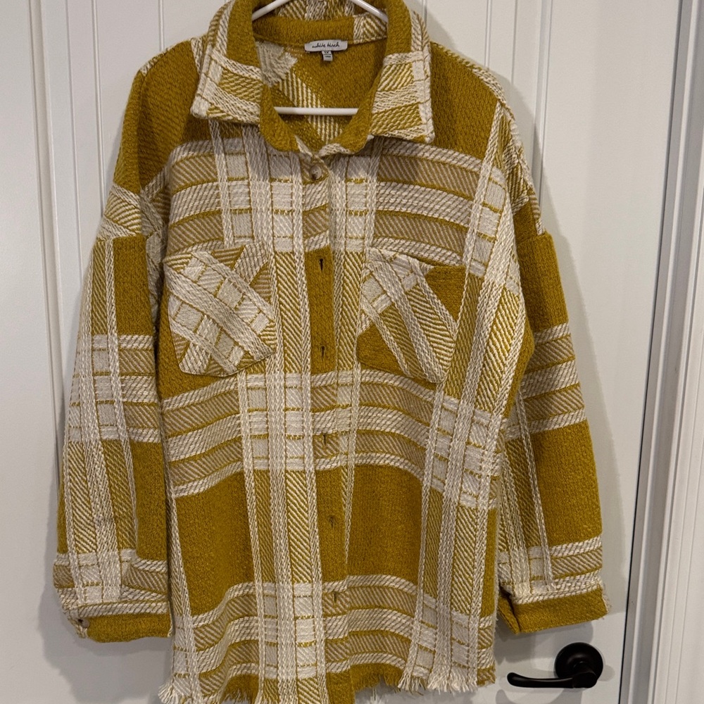 White Birch Mustard Plaid Utility Jacket